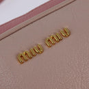 Miu Miu Madras Shoulder Bag Leather Pink Gold Auth gh914-14