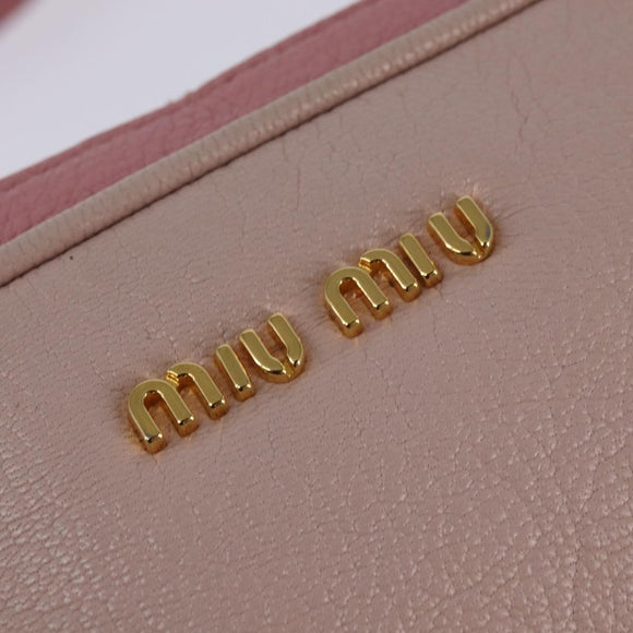 Miu Miu Madras Shoulder Bag Leather Pink Gold Auth gh914