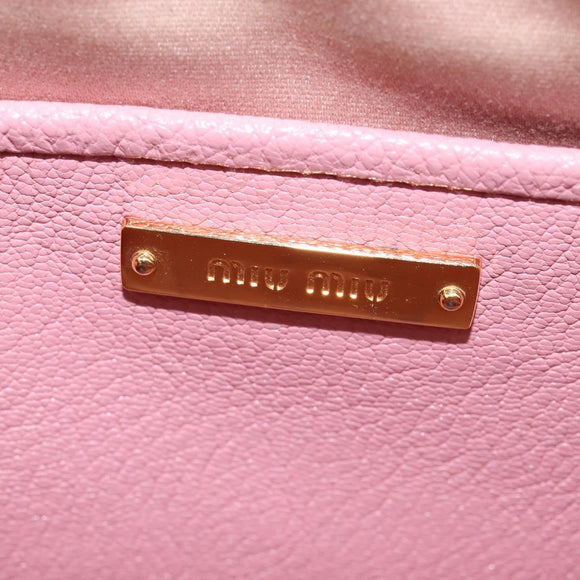 Miu Miu Madras Shoulder Bag Leather Pink Gold Auth gh914