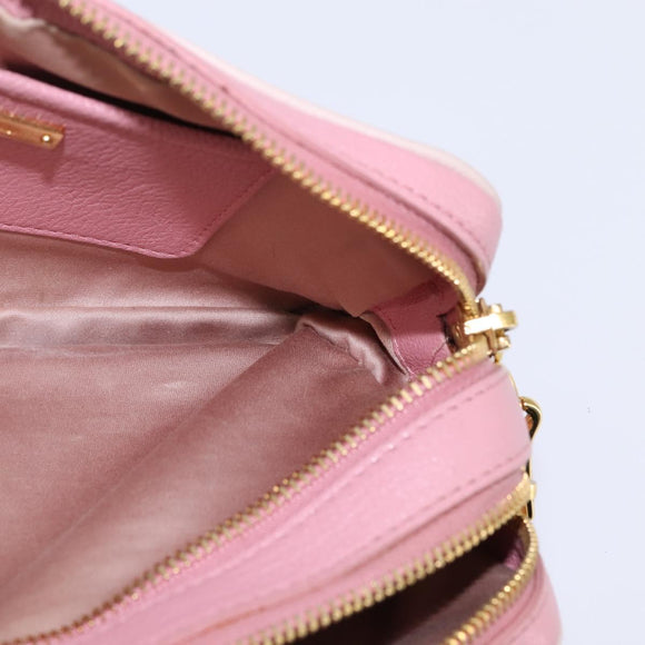 Miu Miu Madras Shoulder Bag Leather Pink Gold Auth gh914