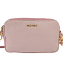 Miu Miu Madras Shoulder Bag Leather Pink Gold Auth gh914-2