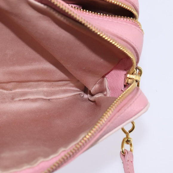 Miu Miu Madras Shoulder Bag Leather Pink Gold Auth gh914