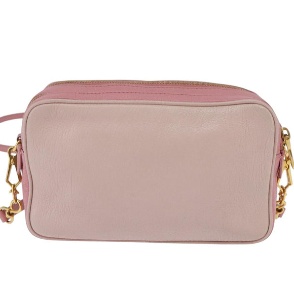 Miu Miu Madras Shoulder Bag Leather Pink Gold Auth gh914