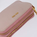 Miu Miu Madras Shoulder Bag Leather Pink Gold Auth gh914-6