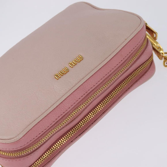 Miu Miu Madras Shoulder Bag Leather Pink Gold Auth gh914