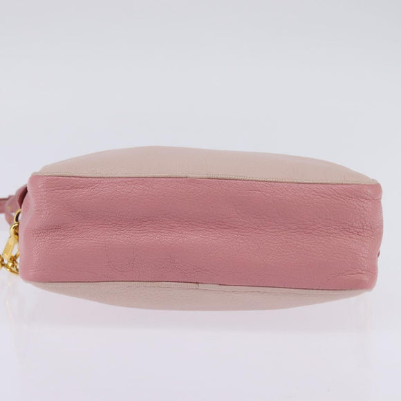 Miu Miu Madras Shoulder Bag Leather Pink Gold Auth gh914