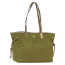 PRADA Tote Bag Nylon Khaki Gold Auth gh915-1