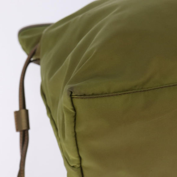 PRADA Tote Bag Nylon Khaki Gold Auth gh915