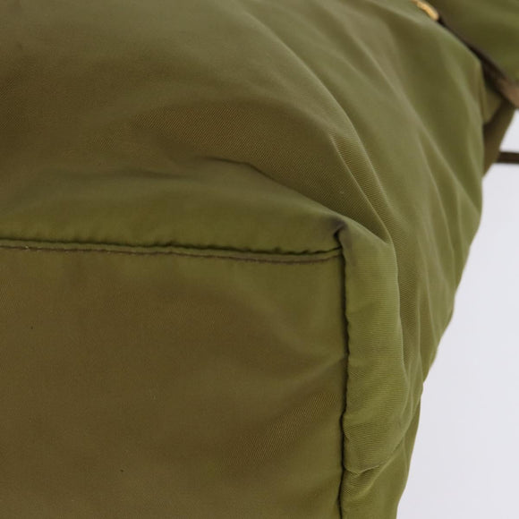 PRADA Tote Bag Nylon Khaki Gold Auth gh915