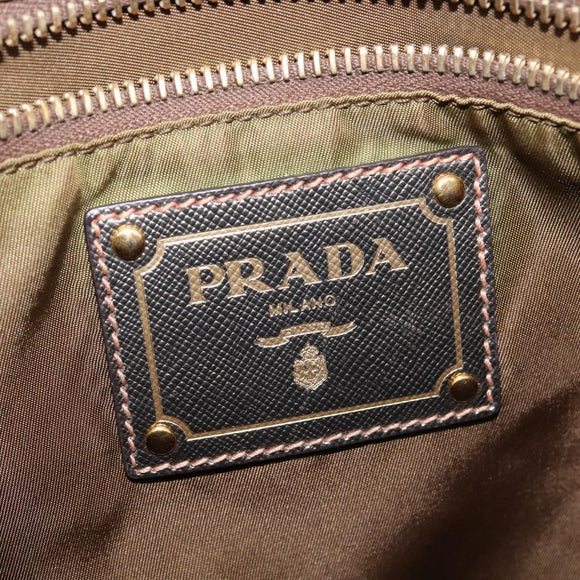 PRADA Tote Bag Nylon Khaki Gold Auth gh915
