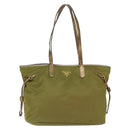 PRADA Tote Bag Nylon Khaki Gold Auth gh915-13