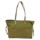 PRADA Tote Bag Nylon Khaki Gold Auth gh915-2