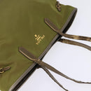 PRADA Tote Bag Nylon Khaki Gold Auth gh915-6