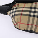 BURBERRY Nova Check Waist bag Nylon Beige Silver Auth gh918-9