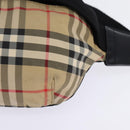 BURBERRY Nova Check Waist bag Nylon Beige Silver Auth gh918-14