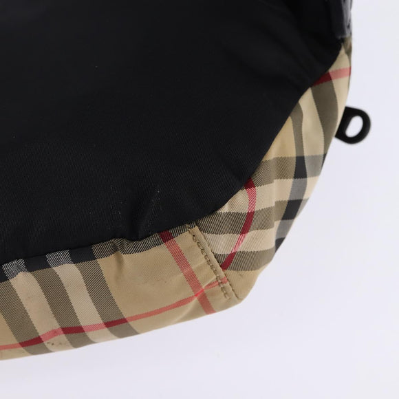 BURBERRY Nova Check Waist bag Nylon Beige Silver Auth gh918