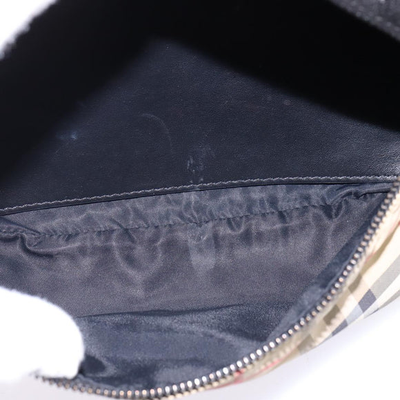 BURBERRY Nova Check Waist bag Nylon Beige Silver Auth gh918