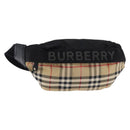 BURBERRY Nova Check Waist bag Nylon Beige Silver Auth gh918-1