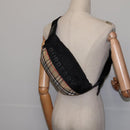 BURBERRY Nova Check Waist bag Nylon Beige Silver Auth gh918-22