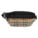 BURBERRY Nova Check Waist bag Nylon Beige Silver Auth gh918-13