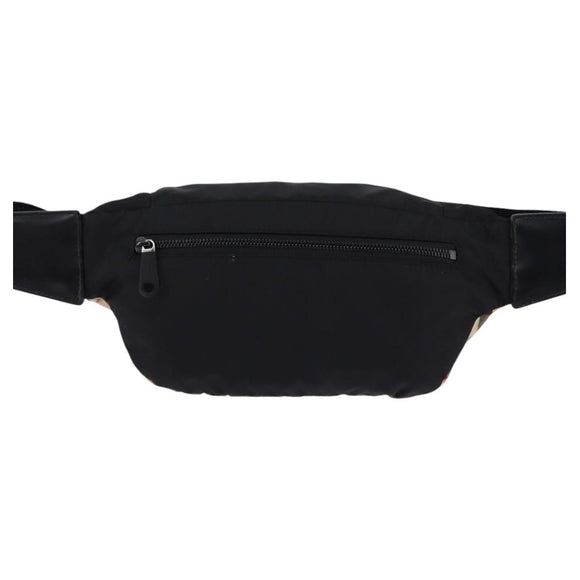 BURBERRY Nova Check Waist bag Nylon Beige Silver Auth gh918