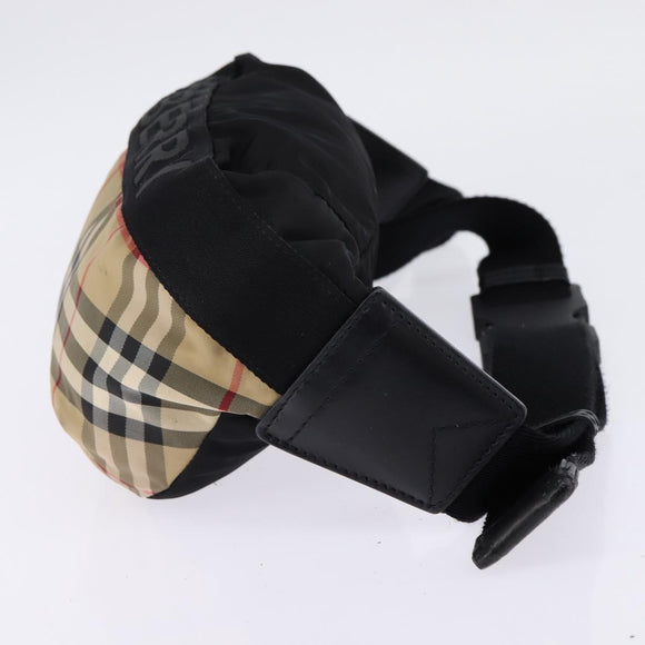 BURBERRY Nova Check Waist bag Nylon Beige Silver Auth gh918