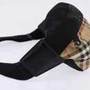 BURBERRY Nova Check Waist bag Nylon Beige Silver Auth gh918-4