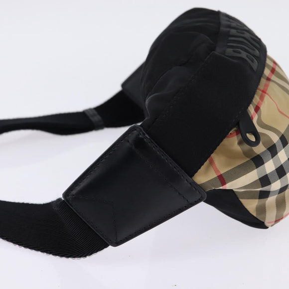 BURBERRY Nova Check Waist bag Nylon Beige Silver Auth gh918