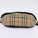 BURBERRY Nova Check Waist bag Nylon Beige Silver Auth gh918-5