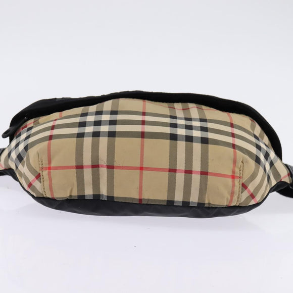 BURBERRY Nova Check Waist bag Nylon Beige Silver Auth gh918