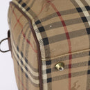 Burberrys Nova Check Boston Bag PVC Beige Gold Auth gh919-10