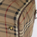 Burberrys Nova Check Boston Bag PVC Beige Gold Auth gh919-11