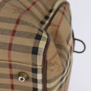 Burberrys Nova Check Boston Bag PVC Beige Gold Auth gh919-13