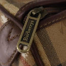 Burberrys Nova Check Boston Bag PVC Beige Gold Auth gh919-15