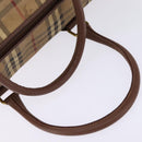 Burberrys Nova Check Boston Bag PVC Beige Gold Auth gh919-7