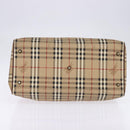 Burberrys Nova Check Boston Bag PVC Beige Gold Auth gh919-9