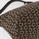 CELINE C Macadam Canvas Hand Bag Brown Gold Auth gh920-8