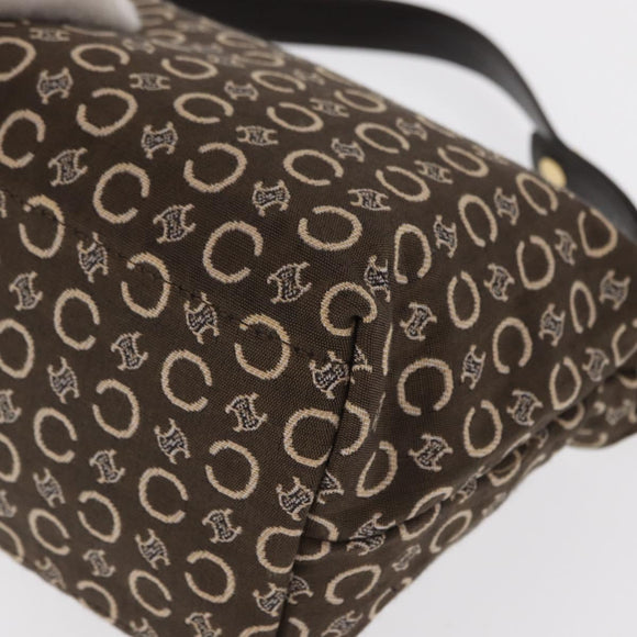 CELINE C Macadam Canvas Hand Bag Brown Gold Auth gh920