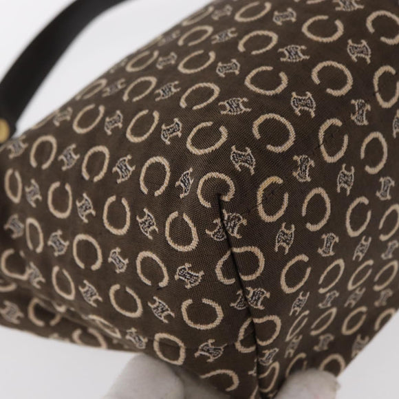 CELINE C Macadam Canvas Hand Bag Brown Gold Auth gh920