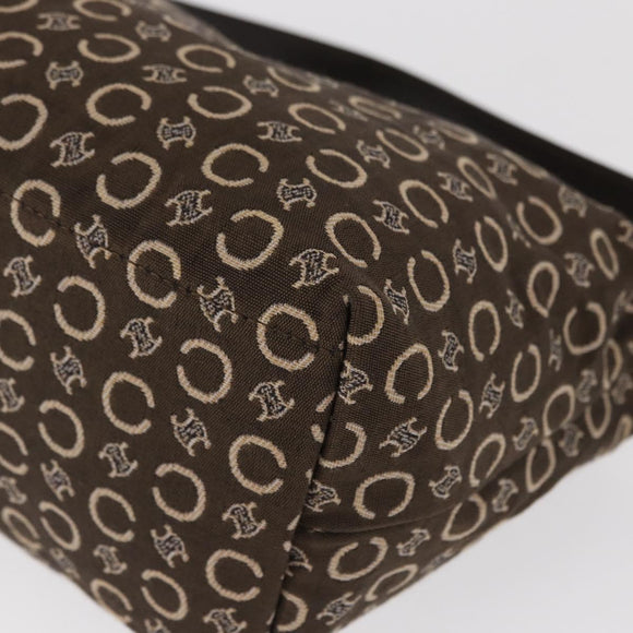 CELINE C Macadam Canvas Hand Bag Brown Gold Auth gh920