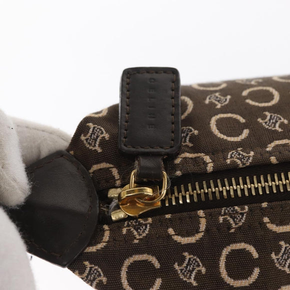 CELINE C Macadam Canvas Hand Bag Brown Gold Auth gh920