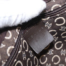 CELINE C Macadam Canvas Hand Bag Brown Gold Auth gh920-18