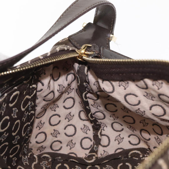 CELINE C Macadam Canvas Hand Bag Brown Gold Auth gh920
