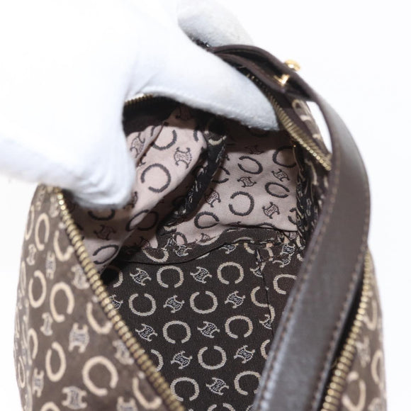 CELINE C Macadam Canvas Hand Bag Brown Gold Auth gh920
