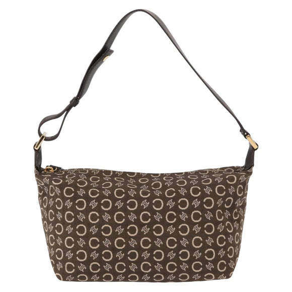 CELINE C Macadam Canvas Hand Bag Brown Gold Auth gh920