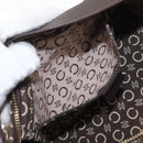 CELINE C Macadam Canvas Hand Bag Brown Gold Auth gh920-22