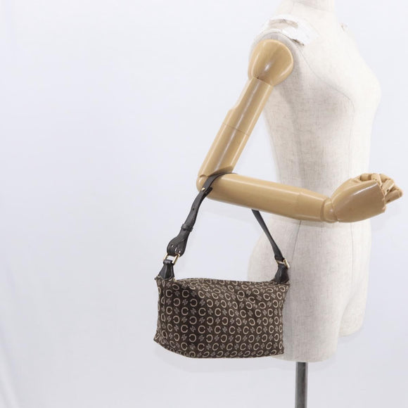 CELINE C Macadam Canvas Hand Bag Brown Gold Auth gh920