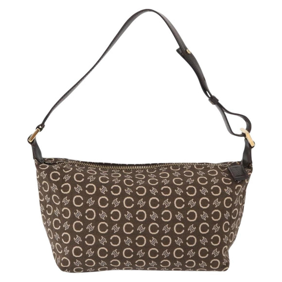 CELINE C Macadam Canvas Hand Bag Brown Gold Auth gh920