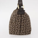 CELINE C Macadam Canvas Hand Bag Brown Gold Auth gh920-3