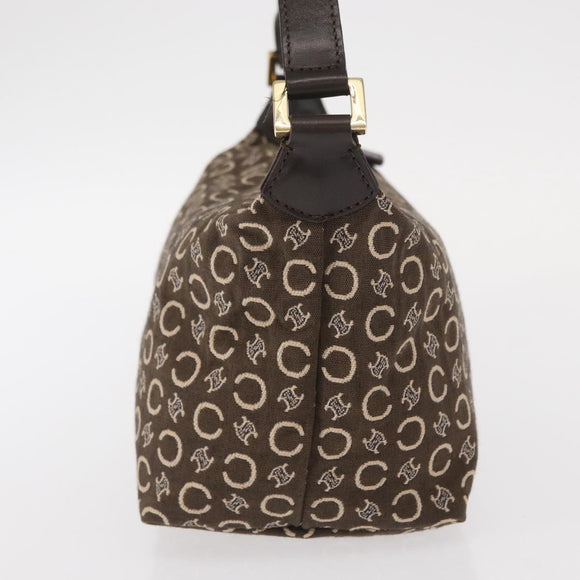 CELINE C Macadam Canvas Hand Bag Brown Gold Auth gh920
